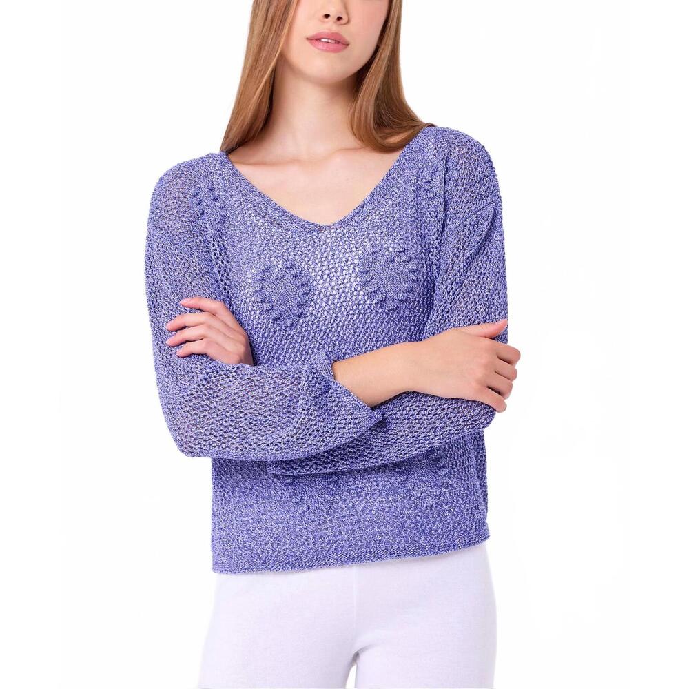 NEW FRENCH KYSS crochet heart top in blue